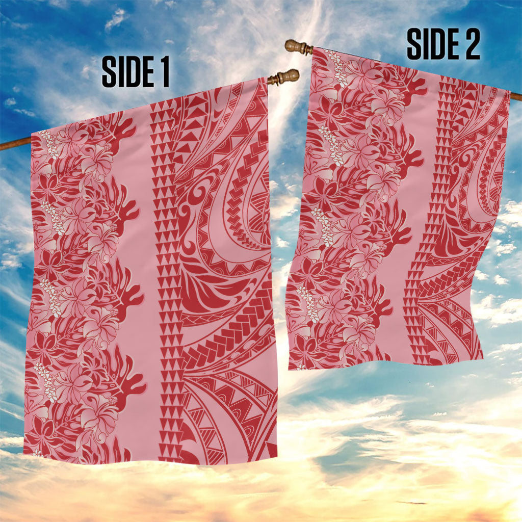 Red Hibiscus Monstera Seamless Kakau Hawaii Garden Flag
