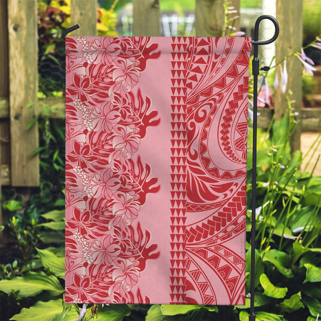 Red Hibiscus Monstera Seamless Kakau Hawaii Garden Flag