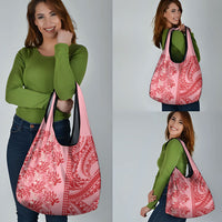 Red Hibiscus Monstera Seamless Kakau Hawaii Grocery Bag LT14 - Polynesian Pride