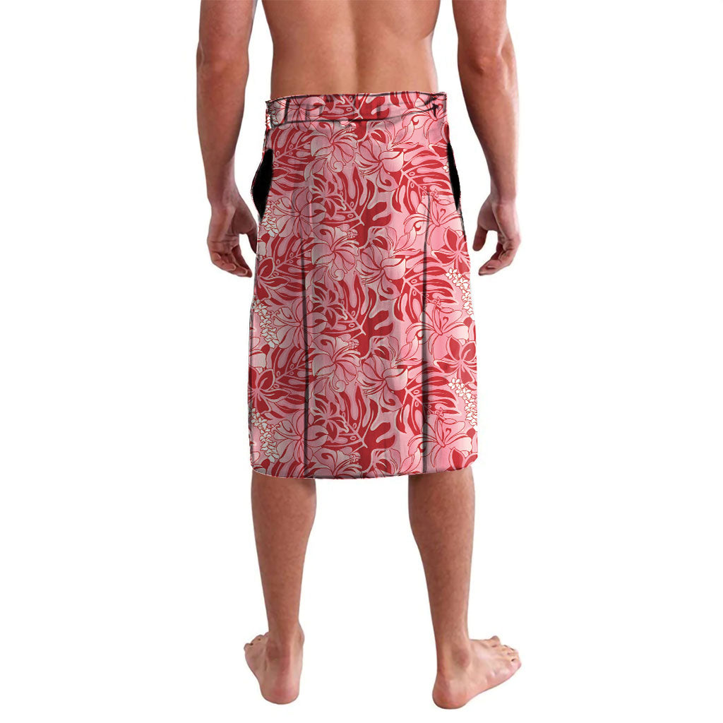 Red Hibiscus Monstera Seamless Kakau Hawaii Lavalava LT14 - Polynesian Pride