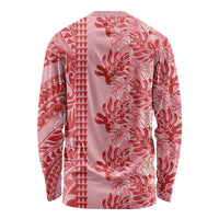 Red Hibiscus Monstera Seamless Kakau Hawaii Long Sleeve Shirt LT14 - Polynesian Pride