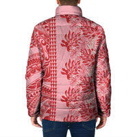 Red Hibiscus Monstera Seamless Kakau Hawaii Padded Jacket LT14 - Polynesian Pride