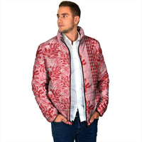 Red Hibiscus Monstera Seamless Kakau Hawaii Padded Jacket LT14 - Polynesian Pride