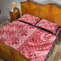 Red Hibiscus Monstera Seamless Kakau Hawaii Quilt Bed Set LT14 - Polynesian Pride