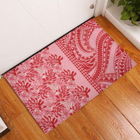 Red Hibiscus Monstera Seamless Kakau Hawaii Rubber Doormat LT14 - Polynesian Pride
