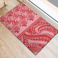 Red Hibiscus Monstera Seamless Kakau Hawaii Rubber Doormat LT14 - Polynesian Pride