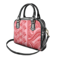 Red Hibiscus Monstera Seamless Kakau Hawaii Shoulder Handbag