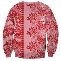 Red Hibiscus Monstera Seamless Kakau Hawaii Sweatshirt LT14 - Polynesian Pride