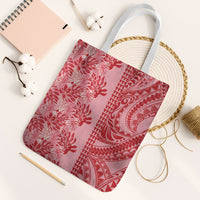 Red Hibiscus Monstera Seamless Kakau Hawaii Tote Bag LT14 White Strap One Size Red - Polynesian Pride