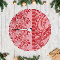 Red Hibiscus Monstera Seamless Kakau Hawaii Tree Skirt LT14 Casual Red - Polynesian Pride