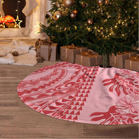 Red Hibiscus Monstera Seamless Kakau Hawaii Tree Skirt LT14 - Polynesian Pride