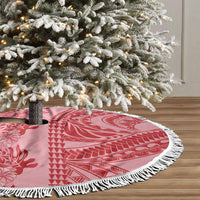 Red Hibiscus Monstera Seamless Kakau Hawaii Tree Skirt LT14 - Polynesian Pride
