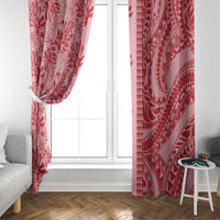 Red Hibiscus Monstera Seamless Kakau Hawaii Window Curtain LT14 - Polynesian Pride