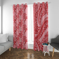 Red Hibiscus Monstera Seamless Kakau Hawaii Window Curtain LT14 With Grommets Red - Polynesian Pride
