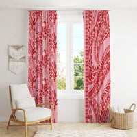 Red Hibiscus Monstera Seamless Kakau Hawaii Window Curtain LT14 - Polynesian Pride