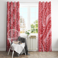 Red Hibiscus Monstera Seamless Kakau Hawaii Window Curtain LT14 - Polynesian Pride
