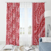 Red Hibiscus Monstera Seamless Kakau Hawaii Window Curtain LT14 - Polynesian Pride