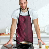 Burgundy Hibiscus Monstera Seamless Kakau Hawaii Apron
