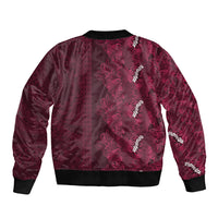 Burgundy Hibiscus Monstera Seamless Kakau Hawaii Bomber Jacket LT14 - Polynesian Pride