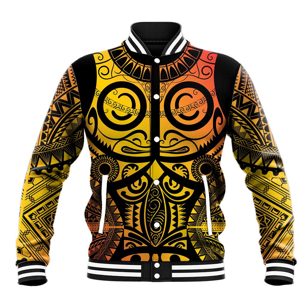 Marquesas Islands Baseball Jacket Marquesan Tattoo Yellow Gradient - Polynesian Pride