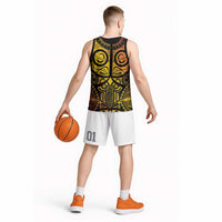 Marquesas Islands Basketball Jersey Marquesan Tattoo Yellow Gradient - Polynesian Pride