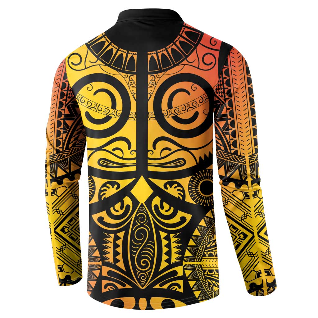 Marquesas Islands Button Sweatshirt Marquesan Tattoo Yellow Gradient - Polynesian Pride