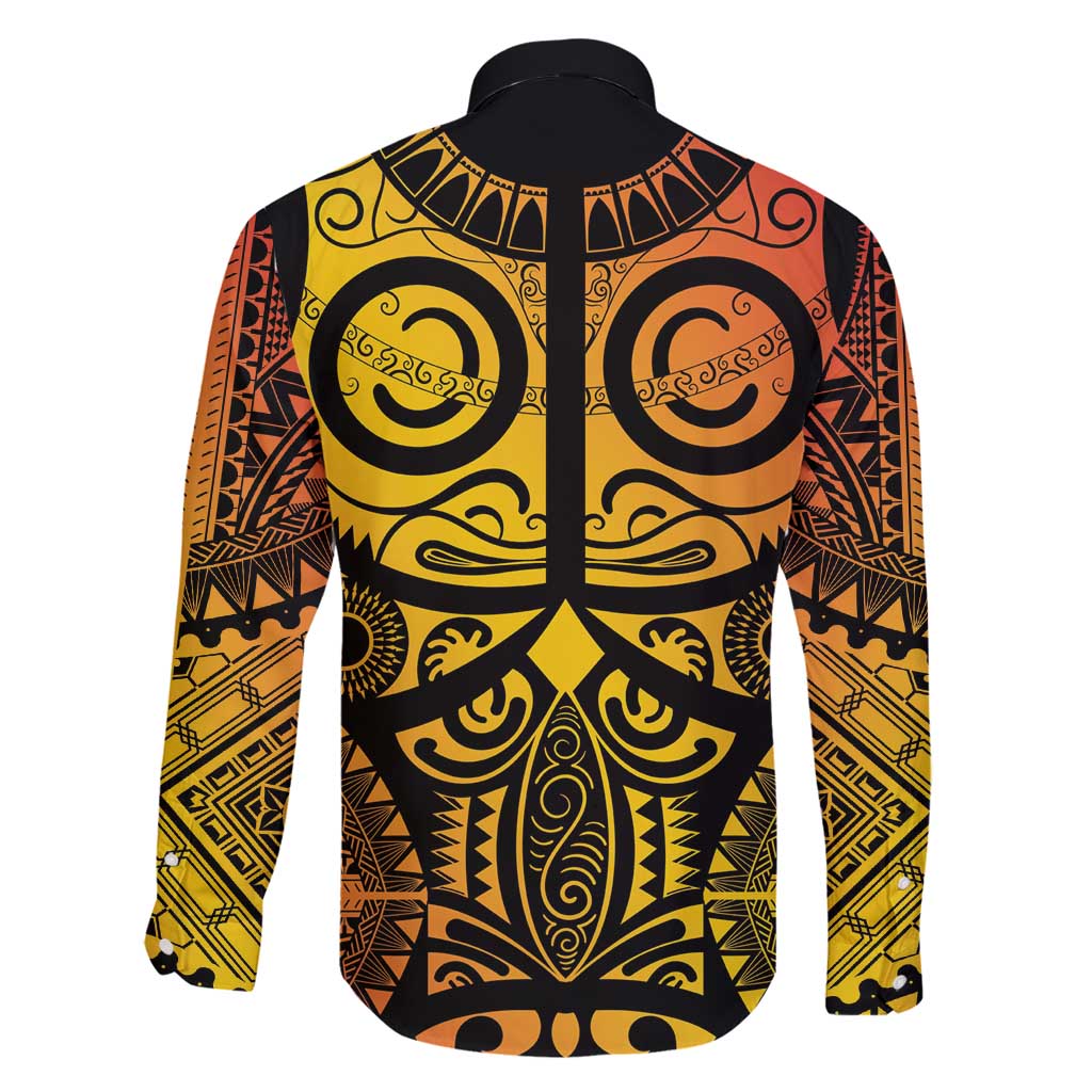 Marquesas Islands Family Matching Mermaid Dress and Hawaiian Shirt Marquesan Tattoo Yellow Gradient LT14 - Polynesian Pride