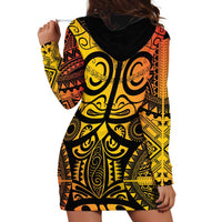 Marquesas Islands Hoodie Dress Marquesan Tattoo Yellow Gradient - Polynesian Pride