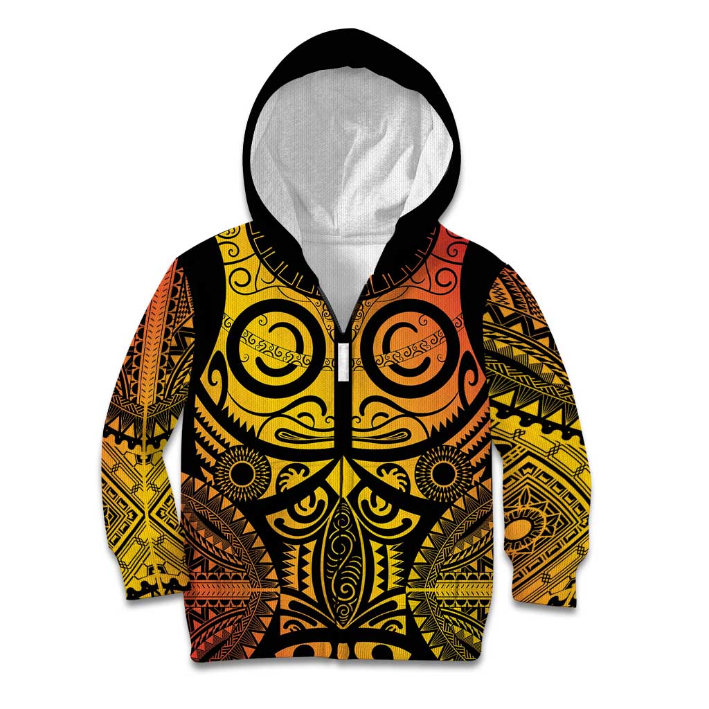 Marquesas Islands Kid Hoodie Marquesan Tattoo Yellow Gradient - Polynesian Pride