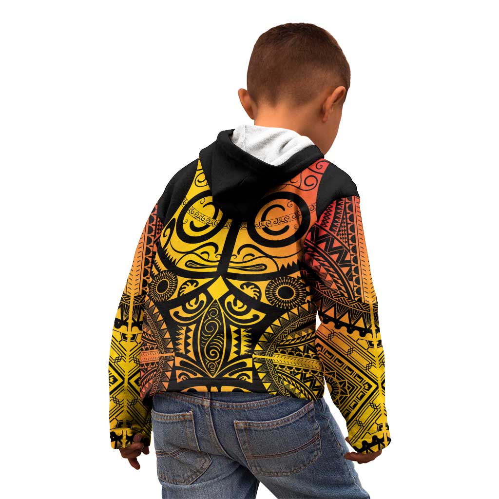Marquesas Islands Kid Hoodie Marquesan Tattoo Yellow Gradient - Polynesian Pride