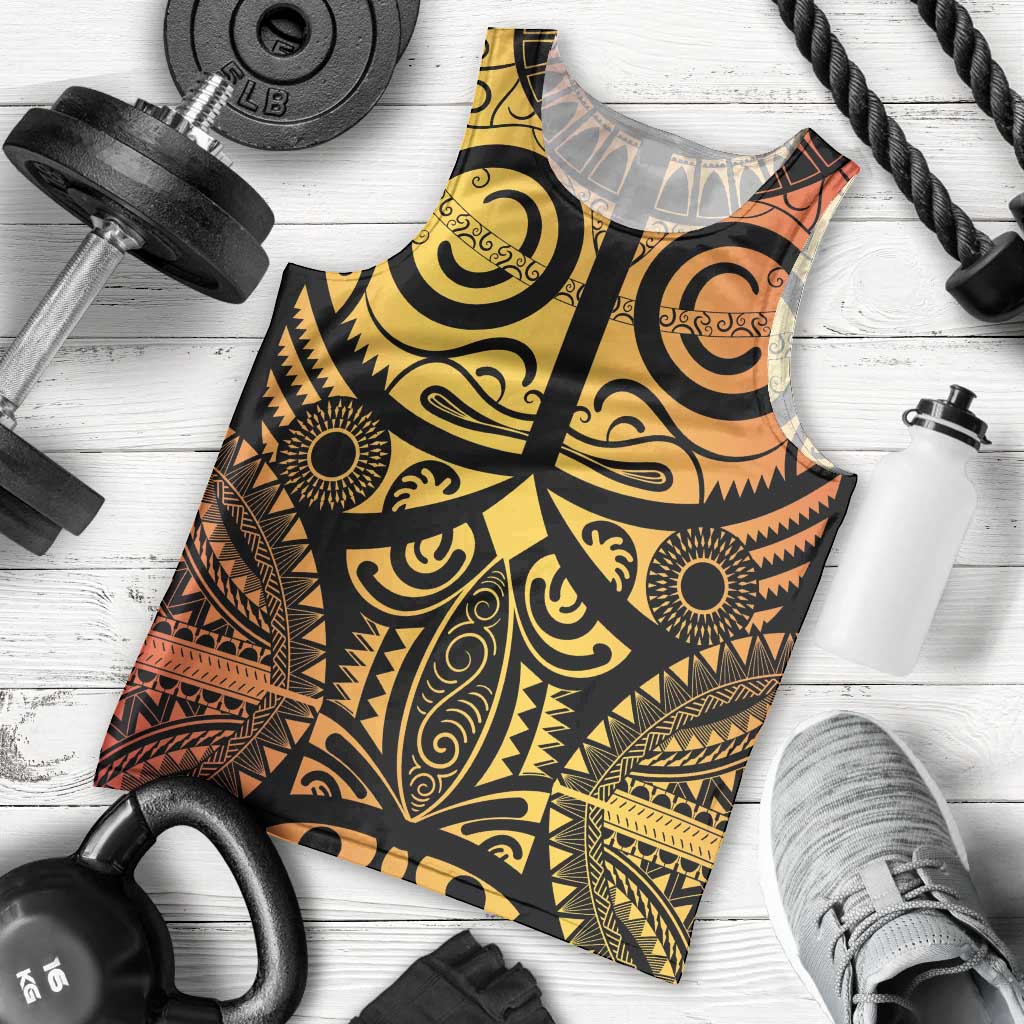 Marquesas Islands Men Tank Top Marquesan Tattoo Yellow Gradient - Polynesian Pride