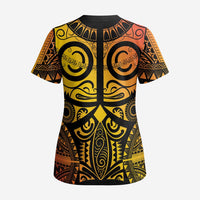 Marquesas Islands Scrub Top Marquesan Tattoo Yellow Gradient - Polynesian Pride