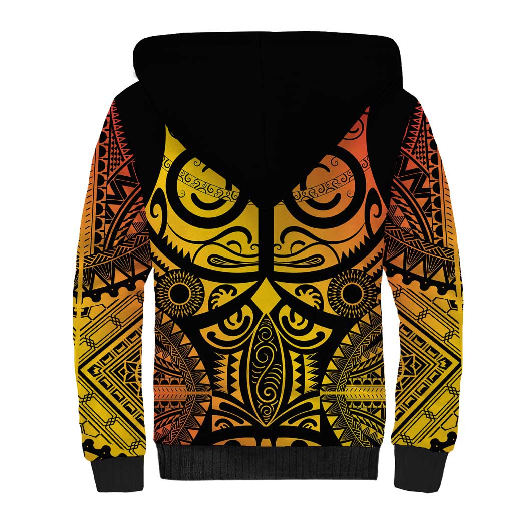 Marquesas Islands Sherpa Hoodie Marquesan Tattoo Yellow Gradient - Polynesian Pride