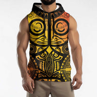 Marquesas Islands Sleeveless Hoodie Marquesan Tattoo Yellow Gradient - Polynesian Pride