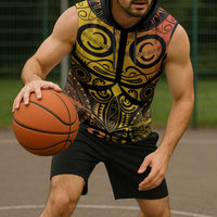 Marquesas Islands Sleeveless Hoodie Marquesan Tattoo Yellow Gradient - Polynesian Pride