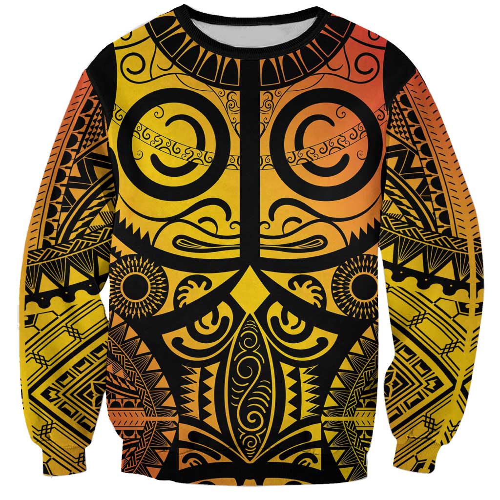 Marquesas Islands Sweatshirt Marquesan Tattoo Yellow Gradient - Polynesian Pride