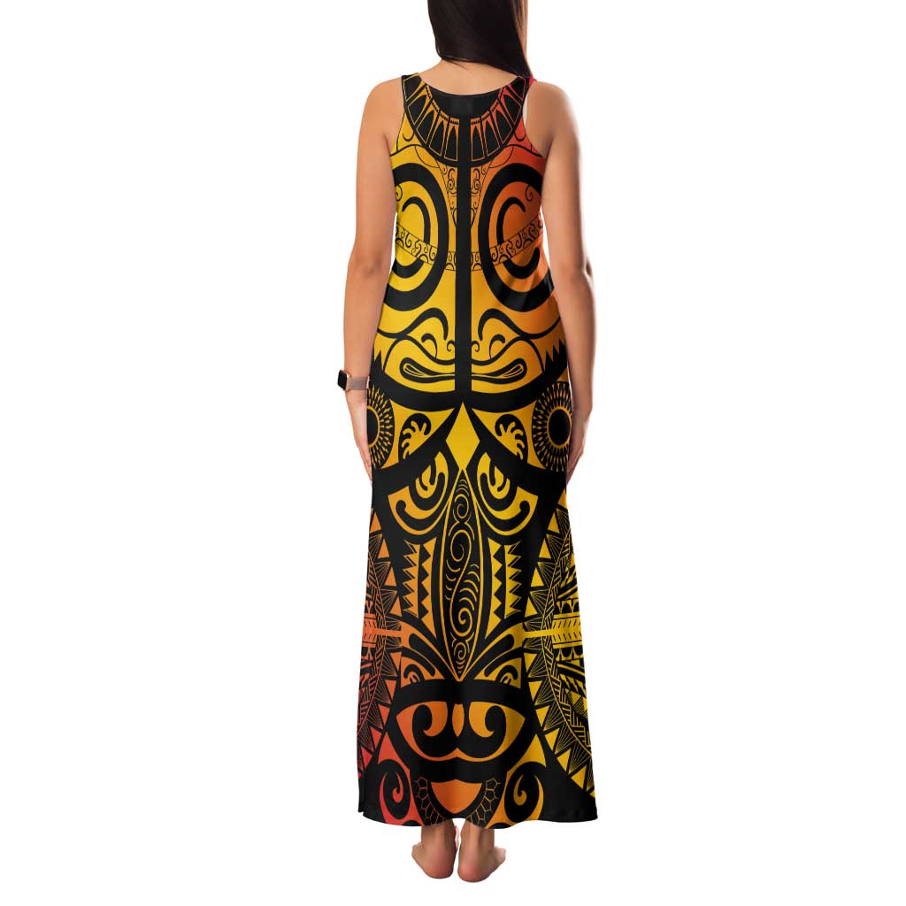 Marquesas Islands Tank Maxi Dress Marquesan Tattoo Yellow Gradient - Polynesian Pride