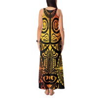 Marquesas Islands Tank Maxi Dress Marquesan Tattoo Yellow Gradient - Polynesian Pride