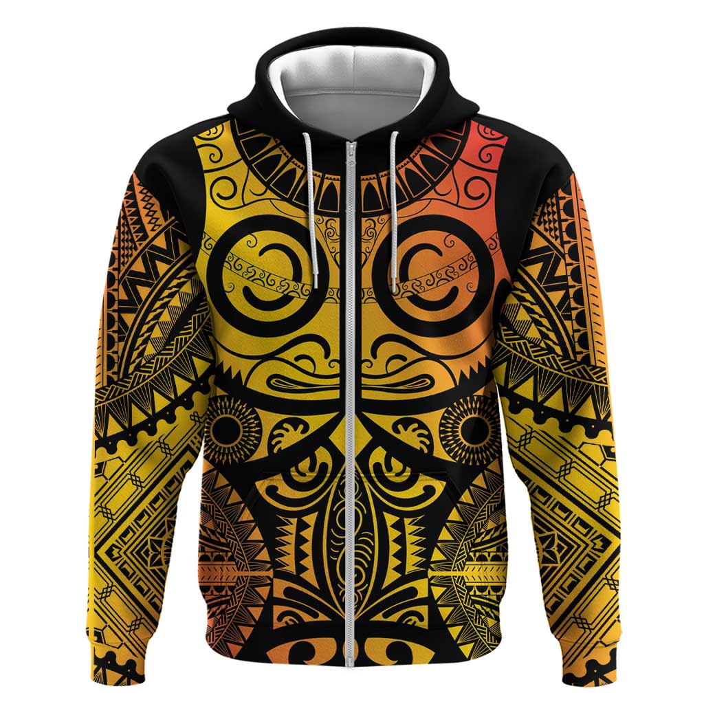 Marquesas Islands Zip Hoodie Marquesan Tattoo Yellow Gradient - Polynesian Pride