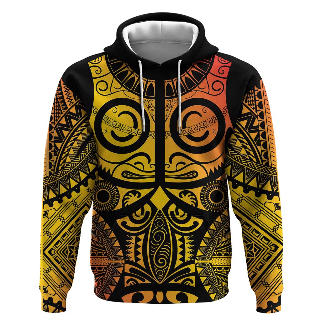Marquesas Islands Zip Hoodie Marquesan Tattoo Yellow Gradient - Polynesian Pride