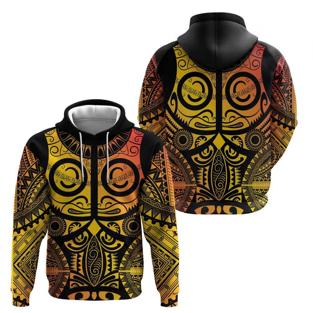 Marquesas Islands Zip Hoodie Marquesan Tattoo Yellow Gradient - Polynesian Pride