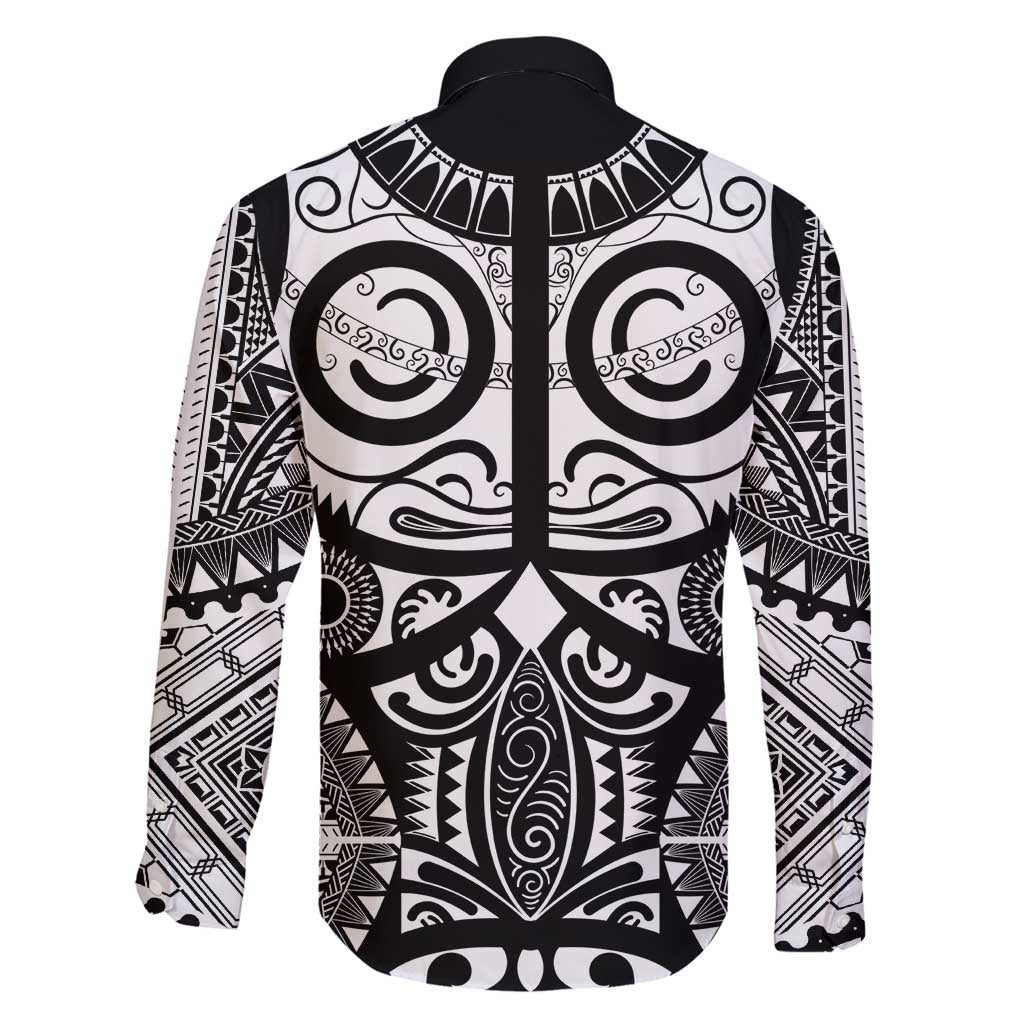Marquesas Islands Family Matching Mermaid Dress and Hawaiian Shirt Marquesan Tattoo Black White Color - Polynesian Pride
