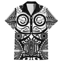 Marquesas Islands Family Matching Off The Shoulder Long Sleeve Dress and Hawaiian Shirt Marquesan Tattoo Black White Color - Polynesian Pride