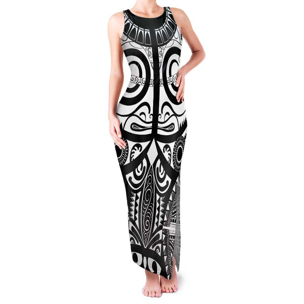 Marquesas Islands Family Matching Tank Maxi Dress and Hawaiian Shirt Marquesan Tattoo Black White Color - Polynesian Pride