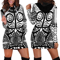 Marquesas Islands Hoodie Dress Marquesan Tattoo Black White Color - Polynesian Pride