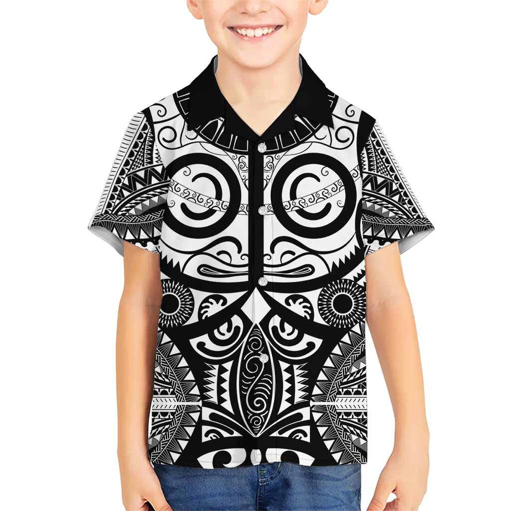 Marquesas Islands Kid Hawaiian Shirt Marquesan Tattoo Black White Color - Polynesian Pride