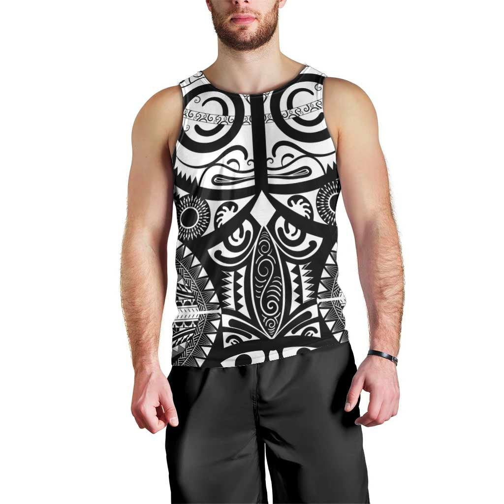 Marquesas Islands Men Tank Top Marquesan Tattoo Black White Color - Polynesian Pride