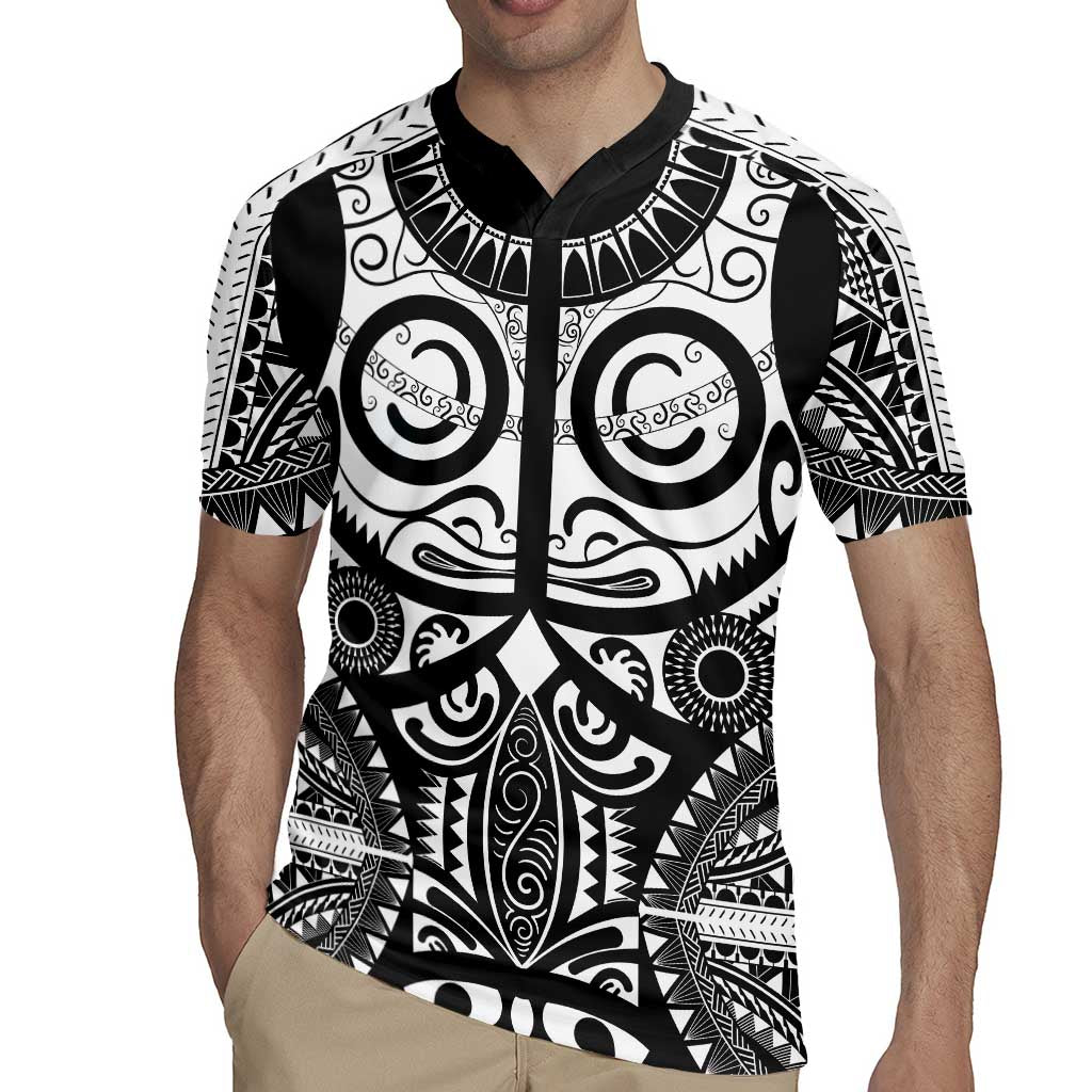 Marquesas Islands Rugby Jersey Marquesan Tattoo Black White Color - Polynesian Pride