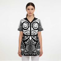 Marquesas Islands Scrub Top Marquesan Tattoo Black White Color - Polynesian Pride