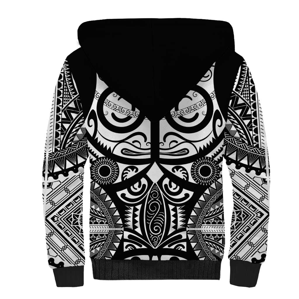 Marquesas Islands Sherpa Hoodie Marquesan Tattoo Black White Color - Polynesian Pride